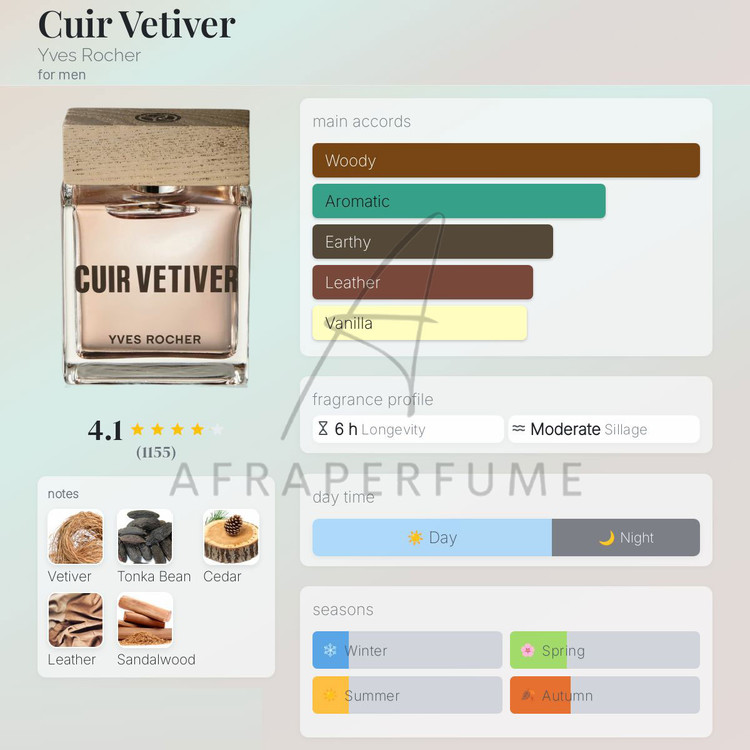 عطر ادکلن ایو روشه کوییغ وتیور | Yves Rocher Cuir Vetiver 100ml