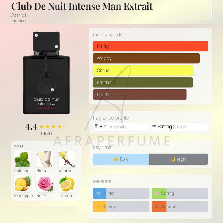 عطر ادکلن آرماف کلاب د نایت اینتنس من اکستریت | Armaf Club De Nuit Intense Man Extrait