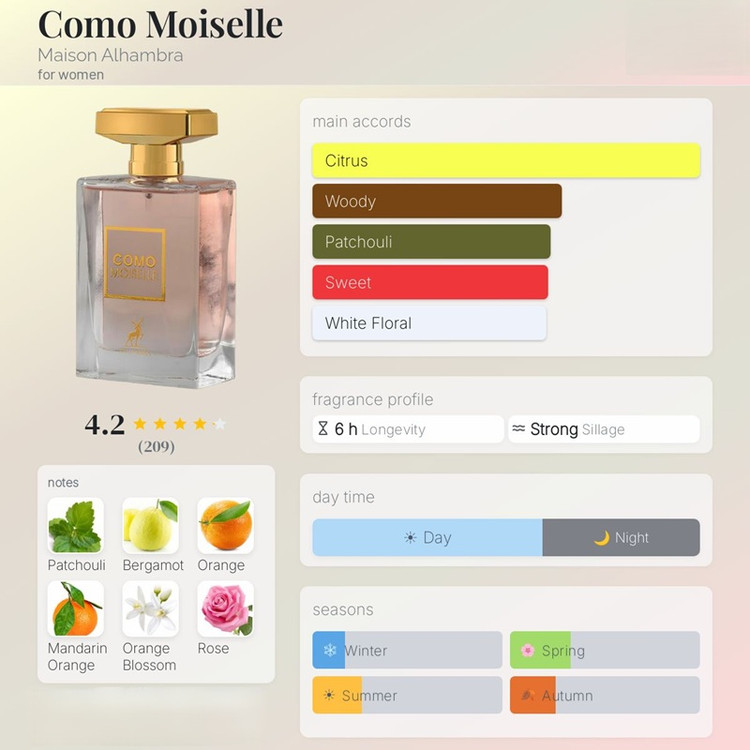عطر ادکلن الحمبرا کومو مویزل (مشابه شنل کوکو مادمازل) Alhambra Como Moiselle