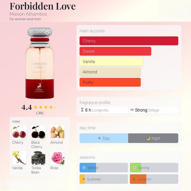 عطر ادکلن الحمبرا فوربیدن لاو (مشابه تام فورد لاست چری) Alhambra Forbidden Love