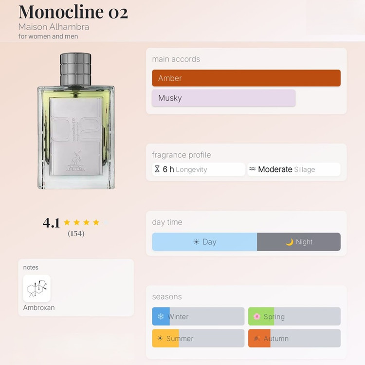 عطر ادکلن الحمبرا مونوکلین 02 (مشابه اسنتریک مولکول 02) Alhambra Monocline 02